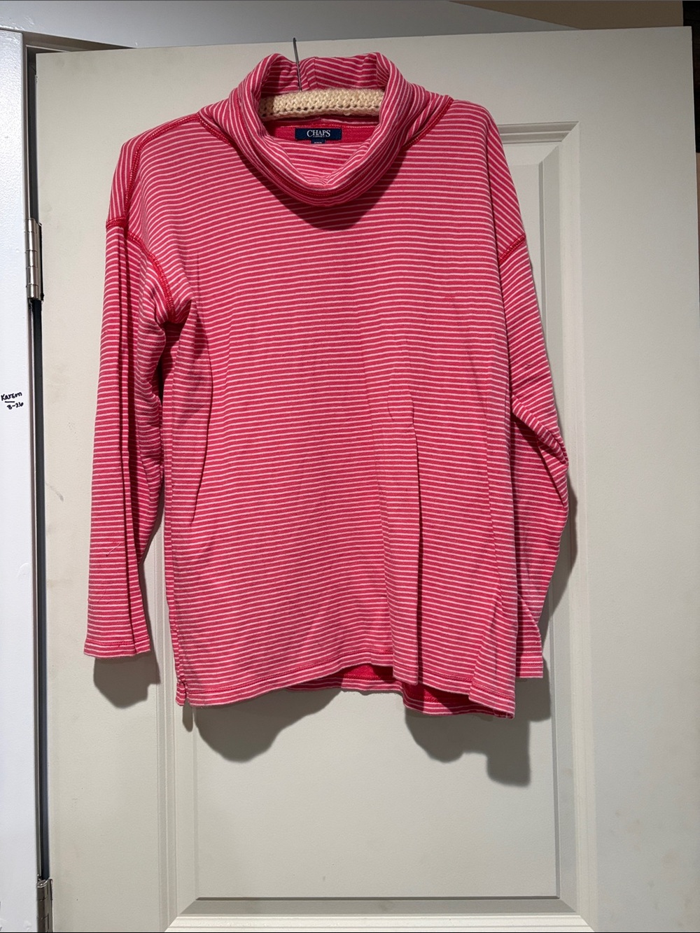 Chaps Kids Pink & White Striped Cowl Neck Top